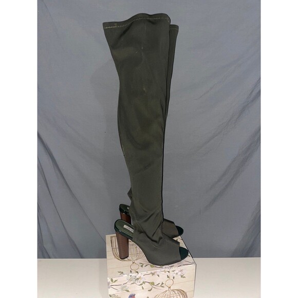 Cape Robbin GREEN 4.5"High Block Heel Open Toe thigh high Boots WOMEN Size 9 - Picture 1 of 7